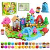 HEJIHUI 300 PCS Magnetic Blocks with Light Up Blocks - Magnetic Building Blocks for Kids Ages 3-5+, Magnetic Construction Set with Storage Bag, Educational Birthday Gifts for Boys & Girls (Village) view 1