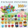 HEJIHUI 300 PCS Magnetic Blocks with Light Up Blocks - Magnetic Building Blocks for Kids Ages 3-5+, Magnetic Construction Set with Storage Bag, Educational Birthday Gifts for Boys & Girls (Village) view 2