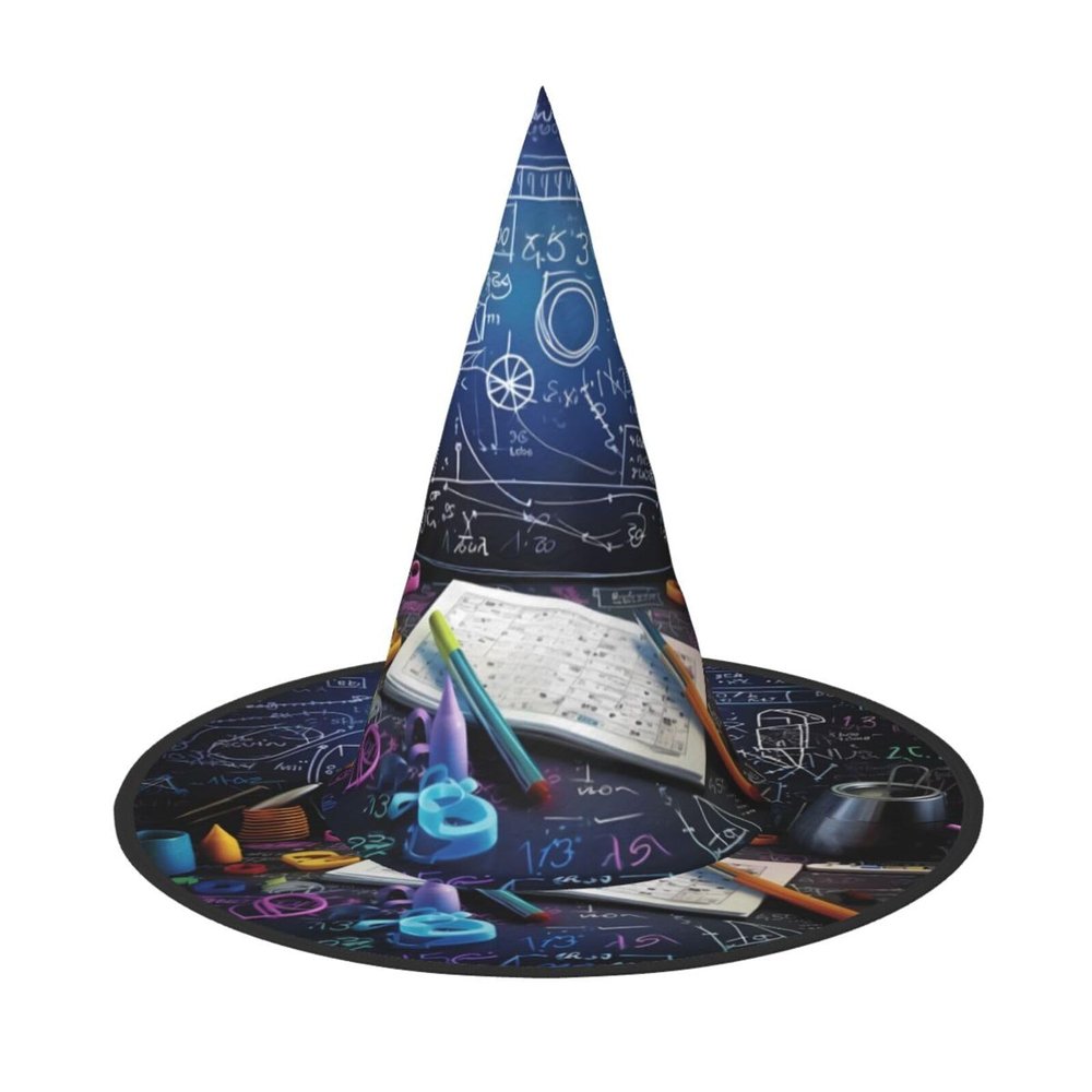 JEKYDOSD Math Formula Print Halloween Hat Spooky Party Accessory, Carnivals Masquerade Balls