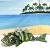 3D Printed Articulating Cyber Fish, 7" Futuristic Cyber Fish Fidget Toy Unique Desk Futuristic Display Piece, Sea Animal Creatures, PLA Flexible Fish Sensory Toy - ACF (Orange Blue Green) view 2