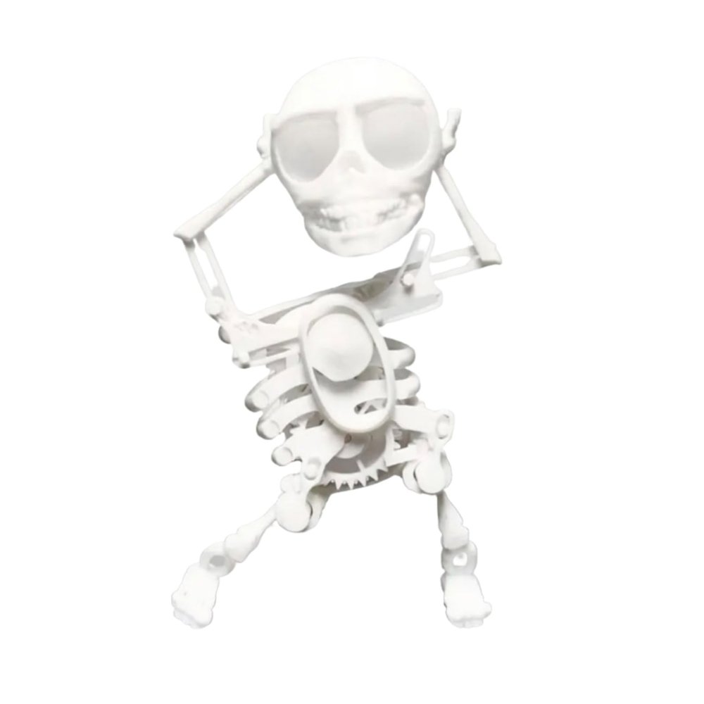 Dancing Swinging 3D Skeleton Wind Up Toy, Funny Desktop Clockwork Skull for Halloween Decoration Office Home Party Gift(White)
