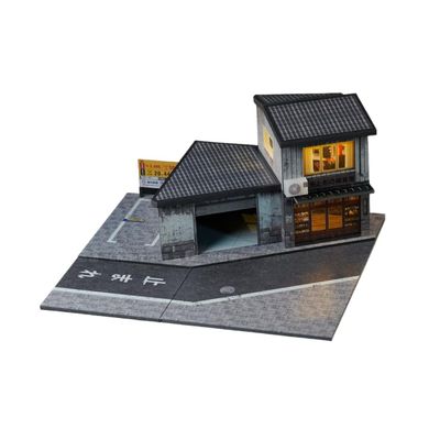1:64 Diorama Japanese Garage Model, LED Lighting Parking Lot Scene Display Case, for 1/64 Diecast Model Cars Display, Cars Display, Shop DioramaGarage, 1/64 Street Building (Corner Store)