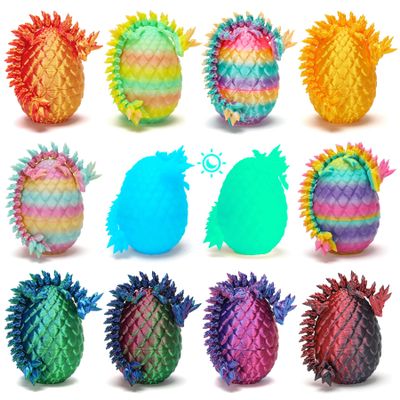12PCS 3D Printed Dragon Eggs with Dragon Inside, Easter Basket Stuffers for Teens, Easter Gifts for Kids, Easter Basket Filler Ideas, Prefilled Easter Eggs Bulk, Easter Egg Fillers Toys for Boys Girls