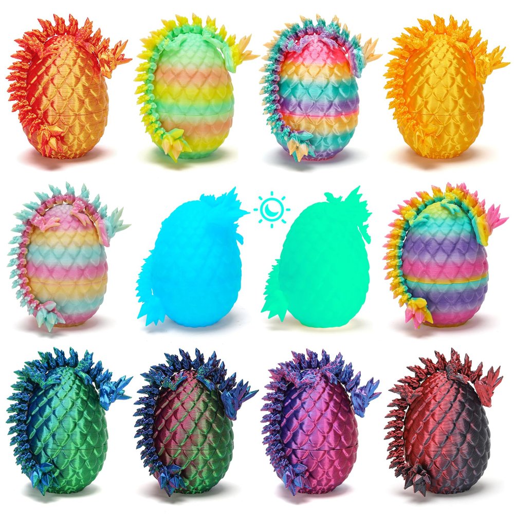 12PCS 3D Printed Dragon Eggs with Dragon Inside, Easter Basket Stuffers for Teens, Easter Gifts for Kids, Easter Basket Filler Ideas, Prefilled Easter Eggs Bulk, Easter Egg Fillers Toys for Boys Girls