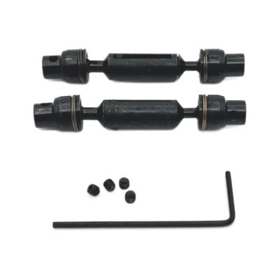 For WPL C64 C74-1 JA11 1/16 RC Car Metal Upgrade OP Accessories Parts Kit Front And Rear Drive Shafts Black For Silver RC Car Transmission Shaft(Black)