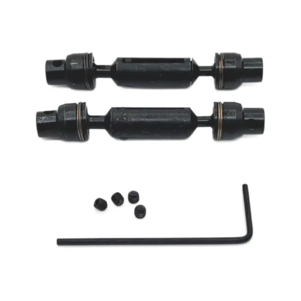 For WPL C64 C74-1 JA11 1/16 RC Car Metal Upgrade OP Accessories Parts Kit Front And Rear Drive Shafts Black For Silver RC Car Transmission Shaft(Black)
