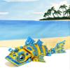 3D Printed Articulating Cyber Fish, 7" Futuristic Cyber Fish Fidget Toy Unique Desk Futuristic Display Piece, Sea Animal Creatures, PLA Flexible Fish Sensory Toy - ACF (Gold/Blue) view 4