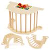 Costzon Wooden Arch Sensory Table for Kids, 8 in 1 Montessori Climbing Gym with Collapsible Storage Bin, Wooden Rocker Toy Learning Playset for Children 3+ Years Old Gifts (Large) view 1