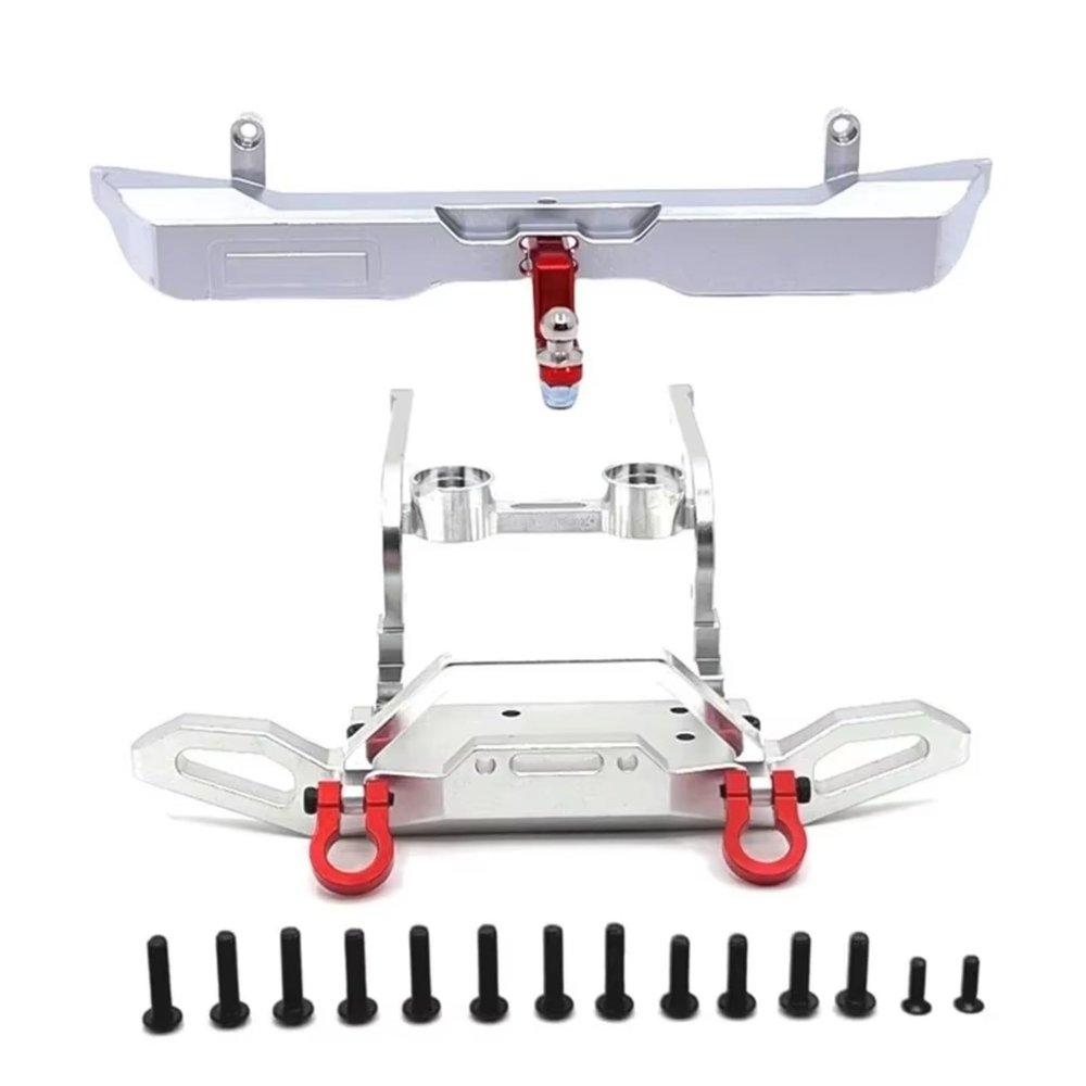 RC Accessories For MJX For Hyper Go H12Y 1/12 RC Crawler Car Metal Front Rear Bumper Upgrade Parts Repair Replacement Accessories(Silver,Front Rear)