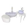 1/6 Scale Dollhouse Bathroom Accessories Set with Miniature Bathtub, Toilet, and Washstand Model for 12 Inch Action Figures view 1