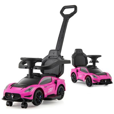HONEY JOY Ride On Push Car for Toddlers, Licensed Maserati Ride On Sliding Car w/Handle & Handrails, Music & Lights, Under Seat Storage, No Batteries, Kids Ride On Toys for Boys and Girls(Pink)
