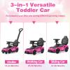 HONEY JOY Ride On Push Car for Toddlers, Licensed Maserati Ride On Sliding Car w/Handle & Handrails, Music & Lights, Under Seat Storage, No Batteries, Kids Ride On Toys for Boys and Girls(Pink) view 3