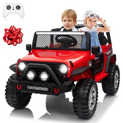 MOEYURO 24V 4WD 2 Seater Ride on Car Power 4 Wheels w/4X200W Motor, Remote Control, 3 Speeds, Bluetooth Music, Spring Suspension, Electric Car for Big Kids Boys Girls, 24 Volt Truck, Red