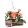 1/12 Scale Clay Hanging Flower Basket Kit for Dollhouse Garden Accessory with Realistic Plants and Wood Basket view 1