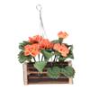 1/12 Scale Clay Hanging Flower Basket Kit for Dollhouse Garden Accessory with Realistic Plants and Wood Basket view 2