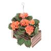 1/12 Scale Clay Hanging Flower Basket Kit for Dollhouse Garden Accessory with Realistic Plants and Wood Basket view 3
