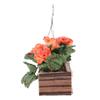 1/12 Scale Clay Hanging Flower Basket Kit for Dollhouse Garden Accessory with Realistic Plants and Wood Basket view 4