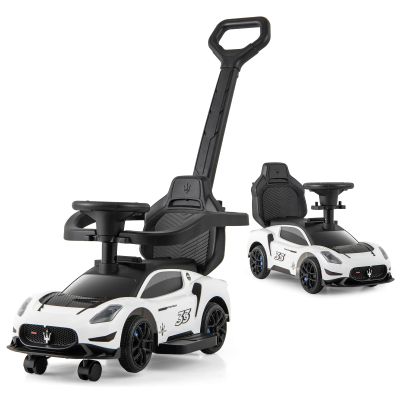HONEY JOY Ride On Push Car for Toddlers, Licensed Maserati Ride On Sliding Car w/Handle & Handrails, Music & Lights, Under Seat Storage, No Batteries, Kids Ride On Toys for Boys and Girls(White)