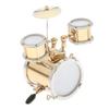 1:12 Scale Miniature Copper Drum Set Model Metal Musical Instrument Collectible for Dollhouse Desk Ornament Party Decoration view 2