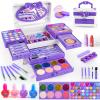 GORISPI Kids Makeup Sets for Girls, 66pcs Real Cosmetic for Kids Toys with Mirror, Princess Washable Girls Makeup Kit, Non-Toxic & Safe Brithday Gifts for 3 4 5 6 7 8 10 - 12 Years OldLight Purple view 1