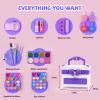 GORISPI Kids Makeup Sets for Girls, 66pcs Real Cosmetic for Kids Toys with Mirror, Princess Washable Girls Makeup Kit, Non-Toxic & Safe Brithday Gifts for 3 4 5 6 7 8 10 - 12 Years OldLight Purple view 3