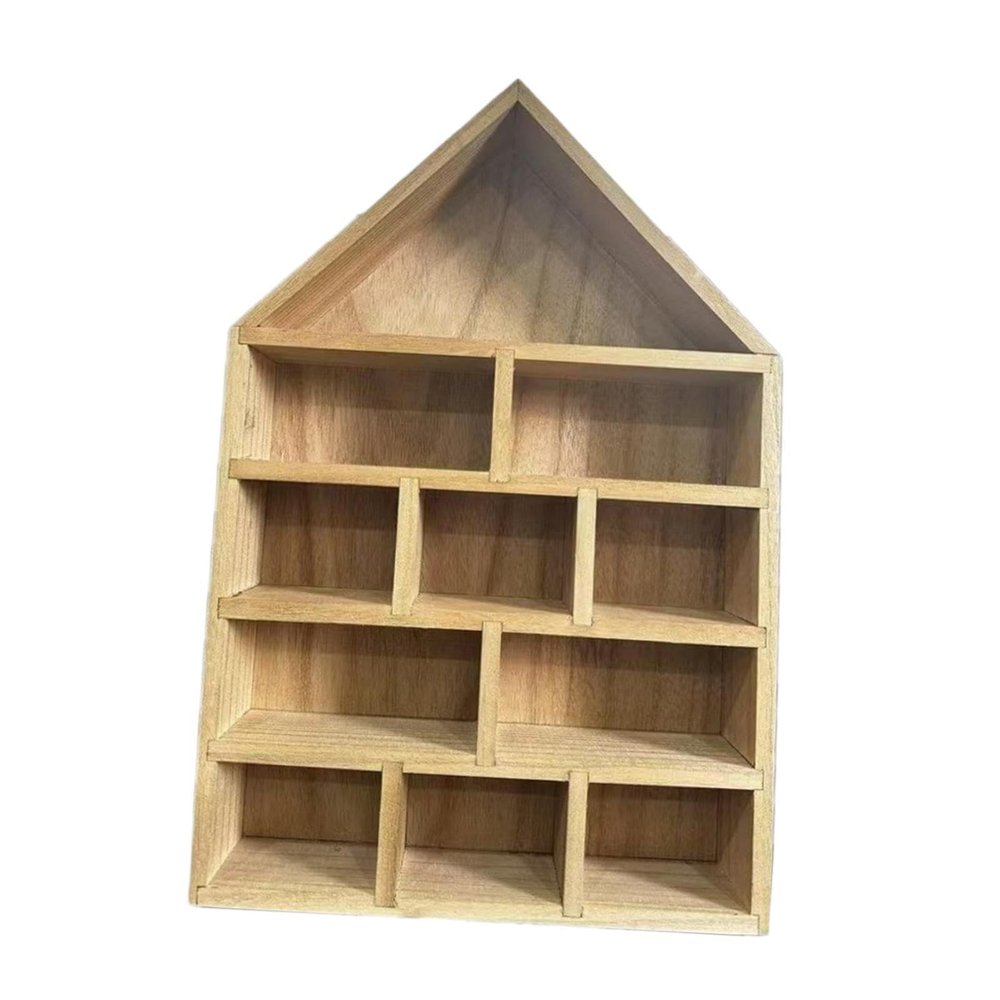 PawwJoy Shadow Box Display Shelf Wall Storage Rack for Miniature Figures and Collectibles, Wooden Wall Mounted Organizer with Rustic Design for Office Porch Entryway, 10.04 x 14.96 x 2.28 Inches