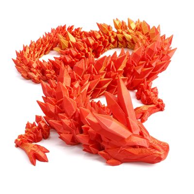 Flavery 3D Printed Dragon - 24 inch Large 3D Printing Animals Fidget Toy, Surprise Gift for Christmas, Birthday, Easter, Cool Figurine Decor for Kids and Adults, Dragon Lovers(Red Gold)