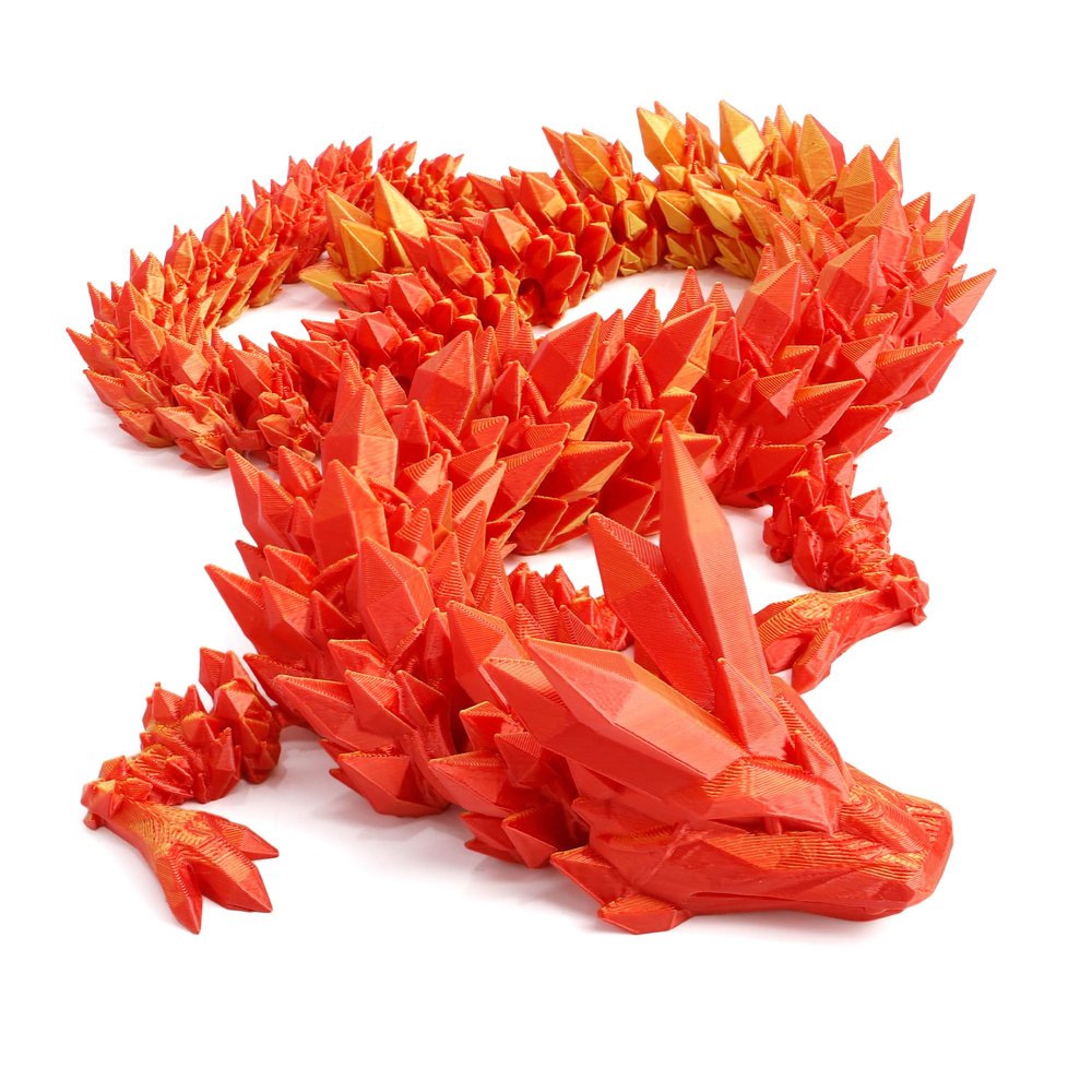 Flavery 3D Printed Dragon - 24 inch Large 3D Printing Animals Fidget Toy, Surprise Gift for Christmas, Birthday, Easter, Cool Figurine Decor for Kids and Adults, Dragon Lovers(Red Gold)