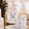 Custom Baby Crib Bedding Set, 5 Pcs Personalized Name Baby Crib Sheets for Kid Toddler Infant, Elephant and Flower Nursery Bedding Set view 1