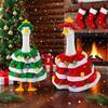 Christmas Goose Outfit Christmas Tree Shawl Clothes with Hat for 17-23 inch Porch Geese, Porch Goose Costume for Yard Lawn Outdoor Garden Patio Statue Decor view 3