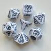 7pcs Polyhedral Dice Set with Christmas Pattern  White RPG Dice for Tabletop Role-Playing Games and Board Games
