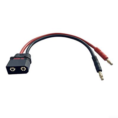 10AWG Silicone QS8 Charging Cable with 4mm Banana-Plug to QS8 Connector for RC Drones Electric Cars Boats Remote Control Devices 30cm Black High Current Resistant Flexible Durable-Wire