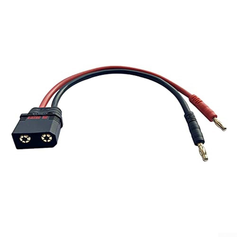 10AWG Silicone QS8 Charging Cable with 4mm Banana-Plug to QS8 Connector for RC Drones Electric Cars Boats Remote Control Devices 30cm Black High Current Resistant Flexible Durable-Wire