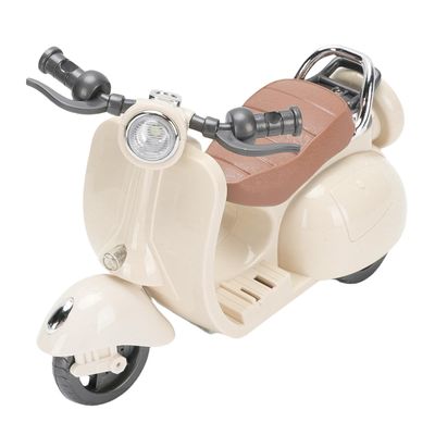 Pongnas Mini Electric Doll Scooter,Adorable ABS Doll Scooter with Lights and Music for Stylish Decor,Quality Rolling Wheels (Beige)