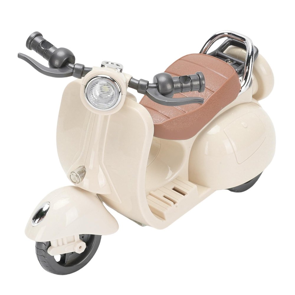 Pongnas Mini Electric Doll Scooter,Adorable ABS Doll Scooter with Lights and Music for Stylish Decor,Quality Rolling Wheels (Beige)