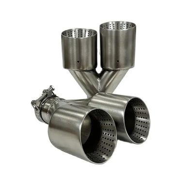 Auto Parts Exhaust Pipe Dual Outlet, 4 outlets, tailpipe Modification Exhaust 63mm-89mm, Suitable for All Models(60mm-89mm)
