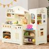 Play Kitchen for Kids with Rotating Design, Wooden Kids Kitchen Playset with Ice Maker, Toy Kitchen Set for Toddlers Girls Boys with Sink, Stove, Oven, Fridge, Microwave, Moonlight White view 1