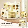 Play Kitchen for Kids with Rotating Design, Wooden Kids Kitchen Playset with Ice Maker, Toy Kitchen Set for Toddlers Girls Boys with Sink, Stove, Oven, Fridge, Microwave, Moonlight White view 2
