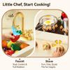 Play Kitchen for Kids with Rotating Design, Wooden Kids Kitchen Playset with Ice Maker, Toy Kitchen Set for Toddlers Girls Boys with Sink, Stove, Oven, Fridge, Microwave, Moonlight White view 3