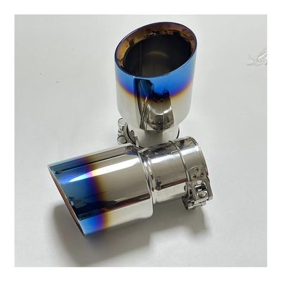1 Cars Attachment Exhaust Pipe Tail Pipe Muffler Sharp Tail Universal Stainless Steel Straight Edge Flared Blue 114mm 101mm 89mm(67mm-114mm)
