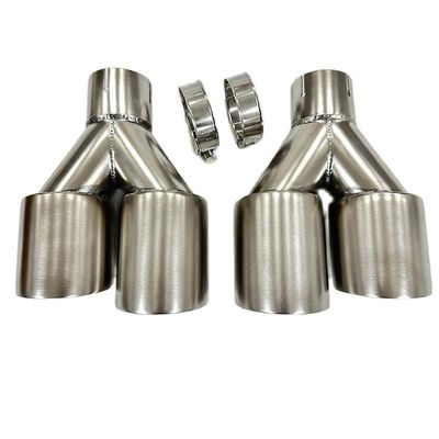 1pcs Auto Parts Stainless Steel Exhaust Pipe refit Y-Shaped Punching Hole 63mm-89mm, Dual Outlet 1/2 Outlet 4 Outlet Tail Throat(Left 60mm-89mm)
