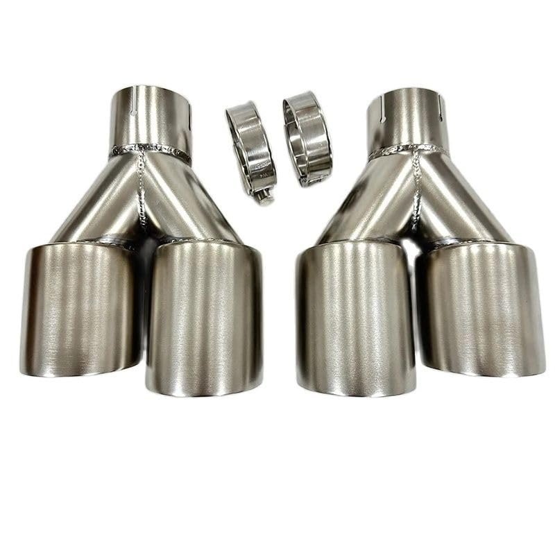 1pcs Auto Parts Stainless Steel Exhaust Pipe refit Y-Shaped Punching Hole 63mm-89mm, Dual Outlet 1/2 Outlet 4 Outlet Tail Throat(Left 60mm-89mm)