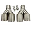 1pcs Auto Parts Stainless Steel Exhaust Pipe refit Y-Shaped Punching Hole 63mm-89mm, Dual Outlet 1/2 Outlet 4 Outlet Tail Throat(Left 60mm-89mm) view 1
