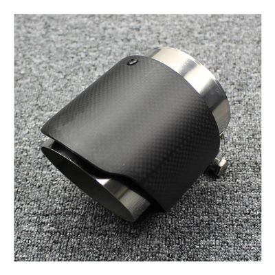 Cars Attachment Exhaust Pipe System Muffler Carbon Fiber Matte tailpipe 104mm 114mm 120mm Long Diameter Exhaust tailpipe(63mm Out 114mm)