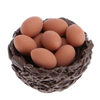 1/12 Scale Miniature Dollhouse Fairy Garden Resin Chicken & 10 Eggs Set for Micro Landscape Decor