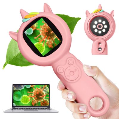 Acoath Microscope for Kids, Auto-Focus Handheld Digital Microscopes with 2.0" Screen, 8 LEDs Rechargeable Pocket Mini Microscope Christmas Gifts Educational Science Toys for Ages 5 6 7 8 9 10 11 12