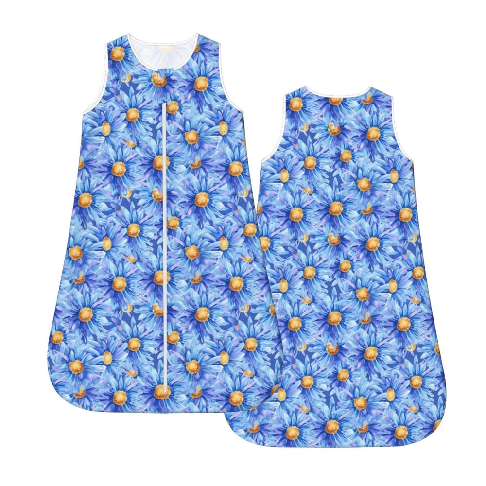 Muishi Watercolor Blue Daisies Baby Wearable Blanket Infant Boys Girls Sleeping Bag For Newborn Unisex Baby Stuff Sleep Sack Suit L(12-18month)