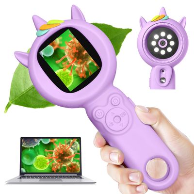 Acoath Microscope for Kids, Auto-Focus Handheld Digital Microscopes with 2.0" Screen, 8 LEDs Rechargeable Pocket Mini Microscope Christmas Gifts Educational Science Toys for Ages 5 6 7 8 9 10 11 12