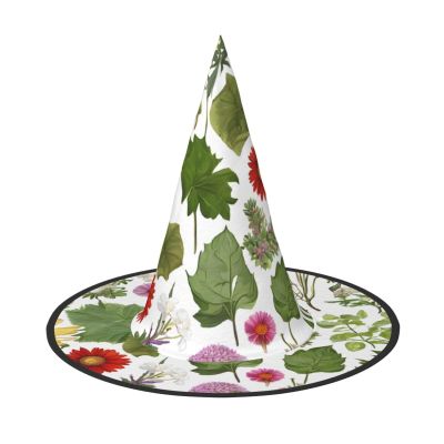 JEKYDOSD Tropical Flower Leaf Parrot Print Halloween Hat Spooky Party Accessory, Carnivals Masquerade Balls