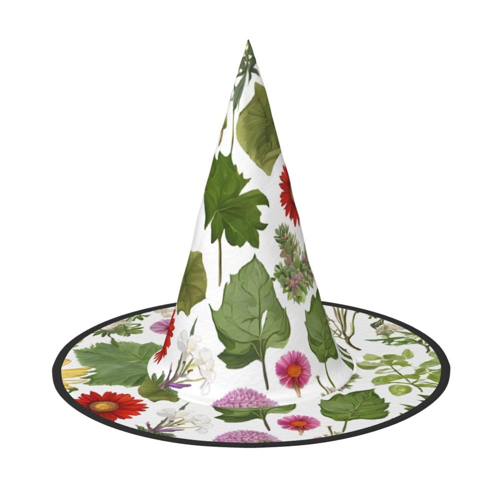 JEKYDOSD Tropical Flower Leaf Parrot Print Halloween Hat Spooky Party Accessory, Carnivals Masquerade Balls